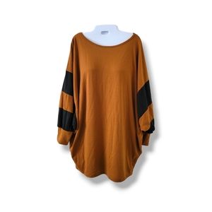 NWOT Oversized Brown/Black Striped Batwing Sleeve Tunic Sweater